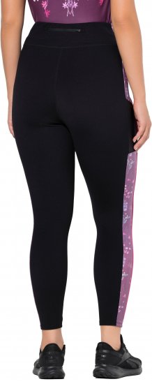 Ulla Popken Quick Drying Botanical Print Sport Leggings Black - Τζιν & Παντελόνια για Γυναίκες σε Μεγάλες Μεγέθη – Plus Size - 