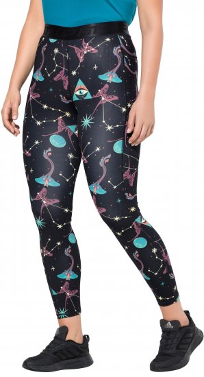 Ulla Popken Quick Drying Celestial Print Sport Leggings Black - Τζιν & Παντελόνια για Γυναίκες σε Μεγάλες Μεγέθη – Plus Size - 