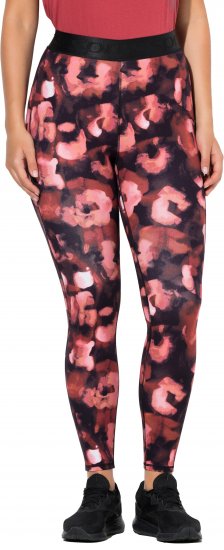 Ulla Popken Abstract Flower Print Performance Leggings Red - Τζιν & Παντελόνια για Γυναίκες σε Μεγάλες Μεγέθη – Plus Size - 