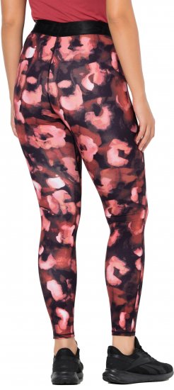 Ulla Popken Abstract Flower Print Performance Leggings Red - Τζιν & Παντελόνια για Γυναίκες σε Μεγάλες Μεγέθη – Plus Size - 