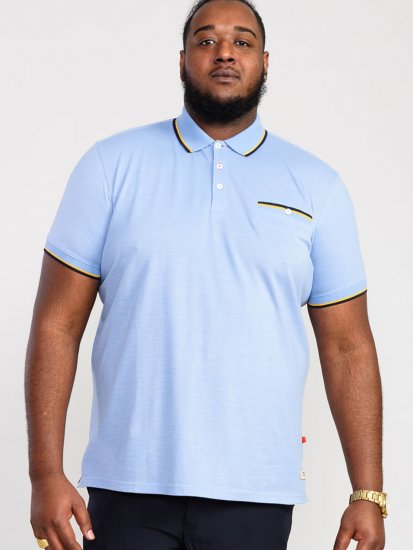 D555 Talbot Pique with Jacquard Collar Polo Shirt Blue - Πόλο μπλουζάκια - Aνδρικά μπλουζακια πολο μεγάλα μεγέθη