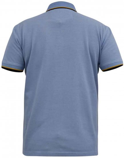 D555 Talbot Pique with Jacquard Collar Polo Shirt Blue - Πόλο μπλουζάκια - Aνδρικά μπλουζακια πολο μεγάλα μεγέθη