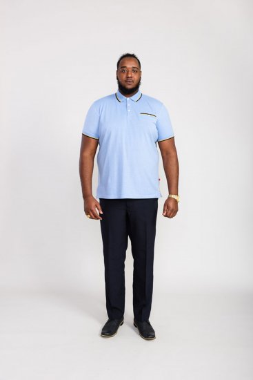 D555 Talbot Pique with Jacquard Collar Polo Shirt Blue - Πόλο μπλουζάκια - Aνδρικά μπλουζακια πολο μεγάλα μεγέθη