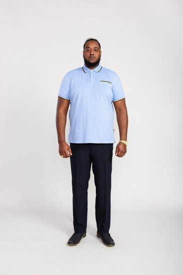 D555 Talbot Pique with Jacquard Collar Polo Shirt Blue - Πόλο μπλουζάκια - Aνδρικά μπλουζακια πολο μεγάλα μεγέθη