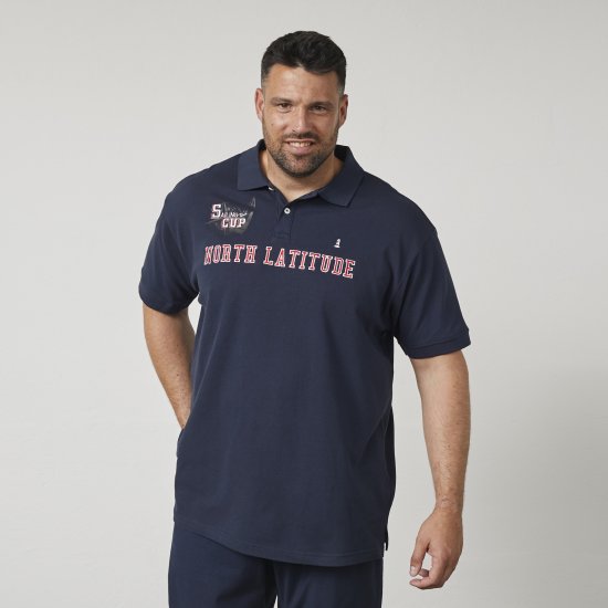 North Latitude 61131 Πόλο Πικέ με Αντίθετα Μανίκια και Κέντημα Ναυτικό Μπλε - Πόλο μπλουζάκια - Aνδρικά μπλουζακια πολο μεγάλα μεγέθη