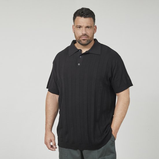 North Latitude 61329 Πλεκτό Μπλούζα Πόλο Κοντομάνικη Μαύρο - Πόλο μπλουζάκια - Aνδρικά μπλουζακια πολο μεγάλα μεγέθη