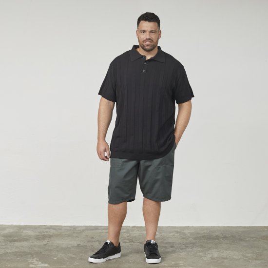 North Latitude 61329 Πλεκτό Μπλούζα Πόλο Κοντομάνικη Μαύρο - Πόλο μπλουζάκια - Aνδρικά μπλουζακια πολο μεγάλα μεγέθη