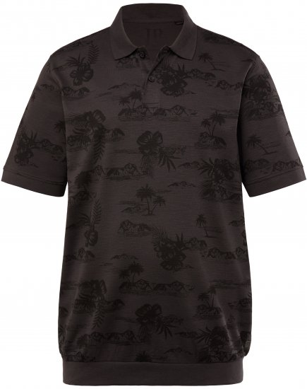 JP1880 Pique with All-over Print Polo Shirt TALL Black - TALL Πόλο μπλουζάκια - Πόλο μπλουζάκια TALL