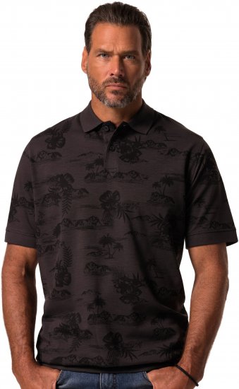 JP1880 Pique with All-over Print Polo Shirt TALL Black - TALL Πόλο μπλουζάκια - Πόλο μπλουζάκια TALL