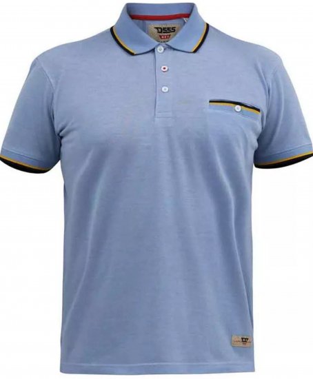 D555 Talbot Pique with Jacquard Collar Polo Shirt Blue - Πόλο μπλουζάκια - Aνδρικά μπλουζακια πολο μεγάλα μεγέθη