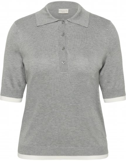 Kaffe Curve Lizzy Contrast Knitted Polo Grey Melange - Μπλούζες πόλο - 