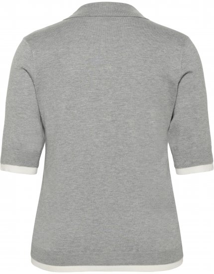 Kaffe Curve Lizzy Contrast Knitted Polo Grey Melange - Μπλούζες πόλο - 