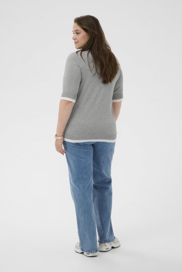 Kaffe Curve Lizzy Contrast Knitted Polo Grey Melange - Μπλούζες πόλο - 