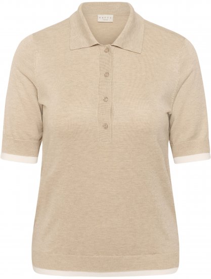 Kaffe Curve Lizzy Contrast Knitted Polo Feather Grey Melange - Μπλούζες πόλο - 
