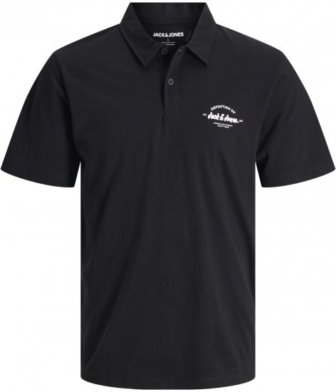 Jack & Jones Brandon Short Sleeve Polo Black - Πόλο μπλουζάκια - Aνδρικά μπλουζακια πολο μεγάλα μεγέθη