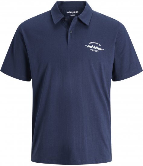 Jack & Jones Brandon Short Sleeve Polo Navy - Πόλο μπλουζάκια - Aνδρικά μπλουζακια πολο μεγάλα μεγέθη