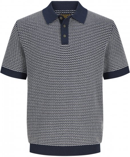 Jack & Jones Blukingsley Knitted Short Sleeve Polo Navy - Πουκάμισα - Aνδρικά πουκαμισα μεγαλα μεγάλα μεγέθη