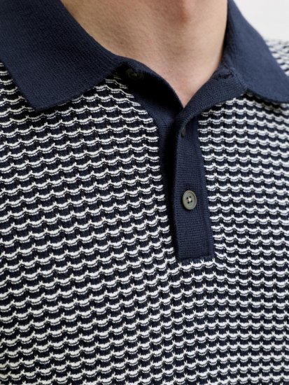 Jack & Jones Blukingsley Knitted Short Sleeve Polo Navy - Πουκάμισα - Aνδρικά πουκαμισα μεγαλα μεγάλα μεγέθη