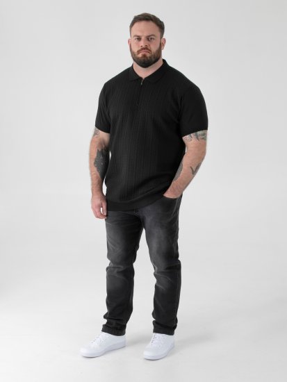 D555 Kennedy Cable Knitted Polo Black - Πόλο μπλουζάκια - Aνδρικά μπλουζακια πολο μεγάλα μεγέθη