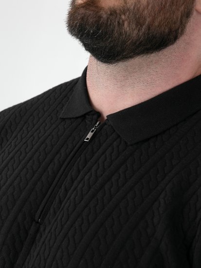 D555 Kennedy Cable Knitted Polo Black - Πόλο μπλουζάκια - Aνδρικά μπλουζακια πολο μεγάλα μεγέθη