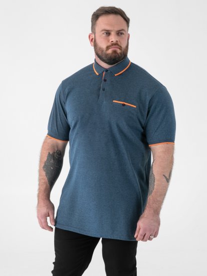 D555 Harvey Pique with Jacquard Collar & Cuffs Polo Teal - Πόλο μπλουζάκια - Aνδρικά μπλουζακια πολο μεγάλα μεγέθη