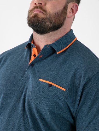 D555 Harvey Pique with Jacquard Collar & Cuffs Polo Teal - Πόλο μπλουζάκια - Aνδρικά μπλουζακια πολο μεγάλα μεγέθη