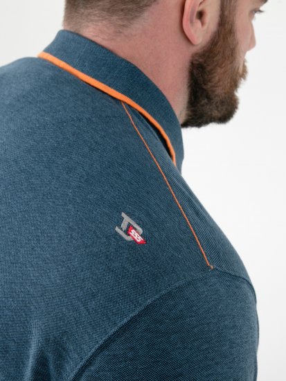 D555 Harvey Pique with Jacquard Collar & Cuffs Polo Teal - Πόλο μπλουζάκια - Aνδρικά μπλουζακια πολο μεγάλα μεγέθη