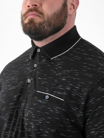 D555 Murphy Jacquard Collar And Cuff With Chest Pocket Polo Black - Πόλο μπλουζάκια - Aνδρικά μπλουζακια πολο μεγάλα μεγέθη