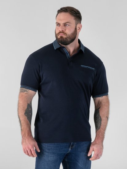D555 Barret Interlock Jacquard Collar & Cuffs Polo Navy - Πόλο μπλουζάκια - Aνδρικά μπλουζακια πολο μεγάλα μεγέθη