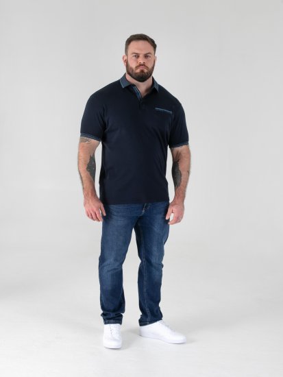 D555 Barret Interlock Jacquard Collar & Cuffs Polo Navy - Πόλο μπλουζάκια - Aνδρικά μπλουζακια πολο μεγάλα μεγέθη