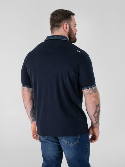D555 Barret Interlock Jacquard Collar & Cuffs Polo Navy - Πόλο μπλουζάκια - Aνδρικά μπλουζακια πολο μεγάλα μεγέθη