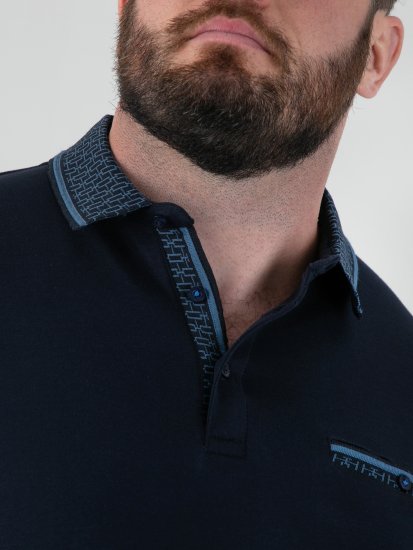 D555 Barret Interlock Jacquard Collar & Cuffs Polo Navy - Πόλο μπλουζάκια - Aνδρικά μπλουζακια πολο μεγάλα μεγέθη