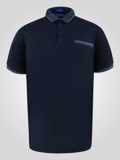 D555 Barret Interlock Jacquard Collar & Cuffs Polo Navy - Πόλο μπλουζάκια - Aνδρικά μπλουζακια πολο μεγάλα μεγέθη