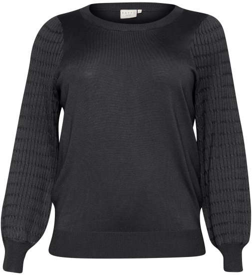 Kaffe Curve Lini Knit Πουλόβερ Μαύρο Oyster - φούτερ/Φούτερ με κουκούλα - 