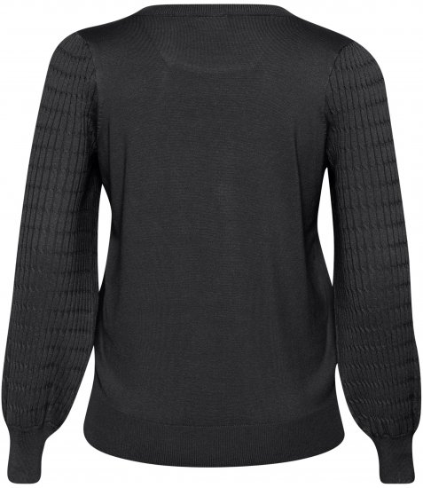 Kaffe Curve Lini Knit Πουλόβερ Μαύρο Oyster - φούτερ/Φούτερ με κουκούλα - 