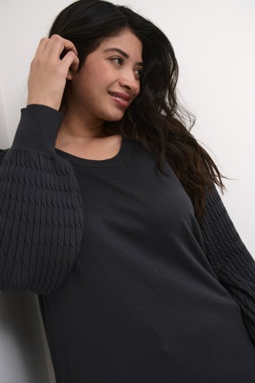 Kaffe Curve Lini Knit Πουλόβερ Μαύρο Oyster - φούτερ/Φούτερ με κουκούλα - 