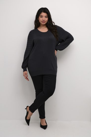 Kaffe Curve Lini Knit Πουλόβερ Μαύρο Oyster - φούτερ/Φούτερ με κουκούλα - 