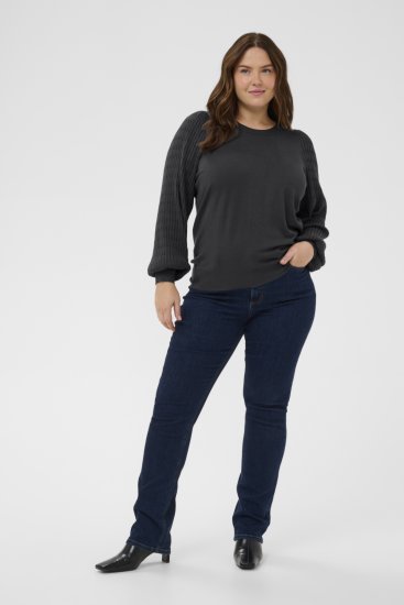 Kaffe Curve Lini Knit Πουλόβερ Μαύρο Oyster - φούτερ/Φούτερ με κουκούλα - 