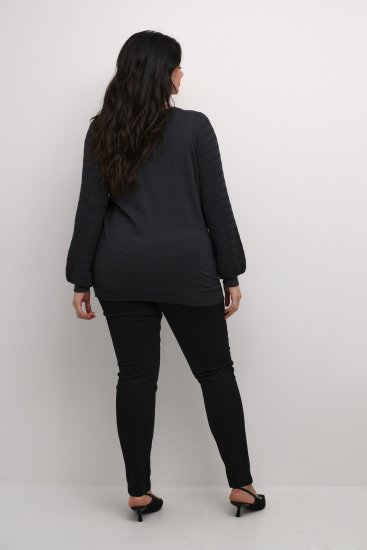 Kaffe Curve Lini Knit Πουλόβερ Μαύρο Oyster - φούτερ/Φούτερ με κουκούλα - 