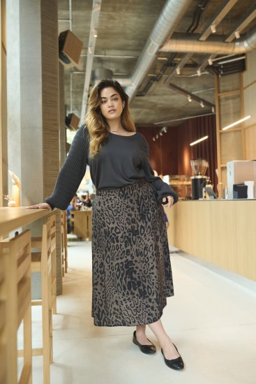 Kaffe Curve Lini Knit Πουλόβερ Μαύρο Oyster - φούτερ/Φούτερ με κουκούλα - 