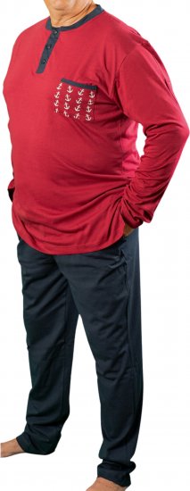 20 Nodi Maestrale Pajamas with Long Pants in Combed Cotton Jersey Red - Πιτζάμες - Πιτζάμεσ ανδρικεσ υπερμεγεθη