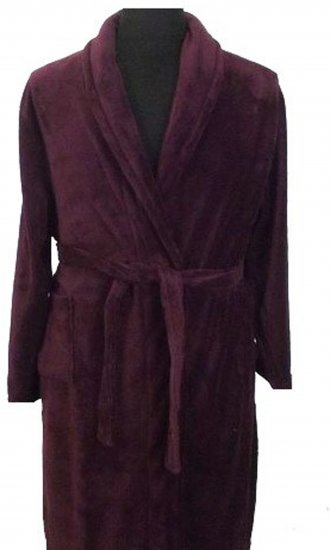 Espionage PJ068 Plain Fleece Gown Burgundy - Μπουρνούζια/Πετσέτες - Ανδρικά μπουρνούζια μεγάλα μεγέθη