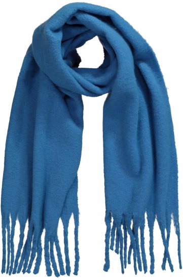 Ulla Popken Trendy Boucle Yarn Fringe Knit Scarf Teal Blue - Αξεσουάρ - 