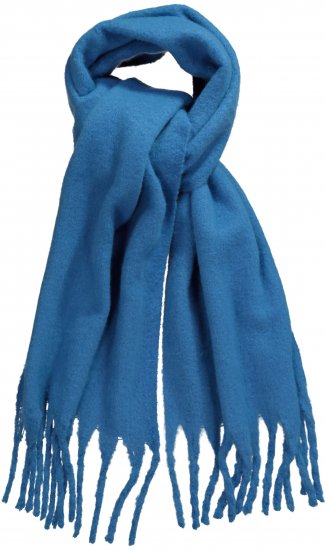 Ulla Popken Trendy Boucle Yarn Fringe Knit Scarf Teal Blue - Αξεσουάρ - 