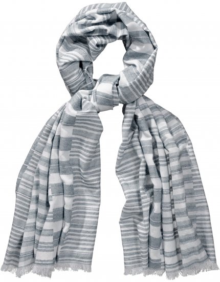 Ulla Popken Striped Statement Scarf Grey - Αξεσουάρ - 