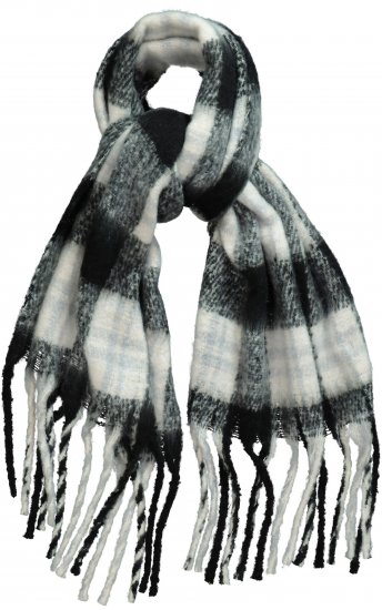 Ulla Popken Plaid Long Fringe Scarf Black - Αξεσουάρ - 
