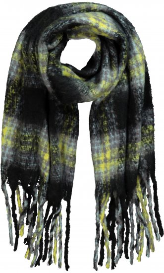 Ulla Popken Plaid Long Fringe Scarf Yellow Green - Αξεσουάρ - 