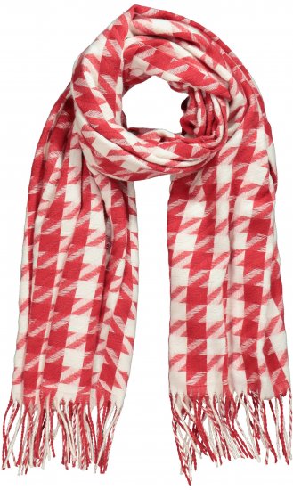 Ulla Popken Houndstooth Fringed Hem Scarf Salsa - Αξεσουάρ - 