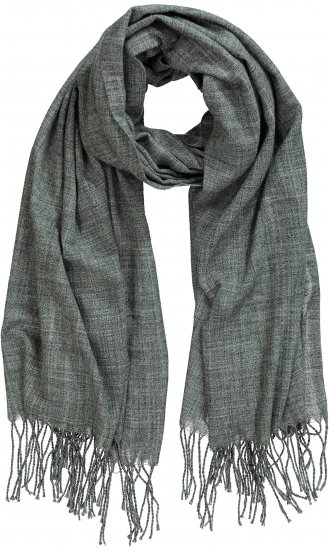 Ulla Popken Fringed Scarf Graphite Grey - Αξεσουάρ - 