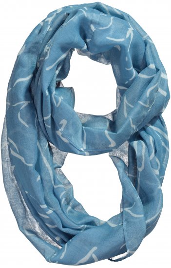 Ulla Popken Patterned Infinity Scarf Blue - Αξεσουάρ - 